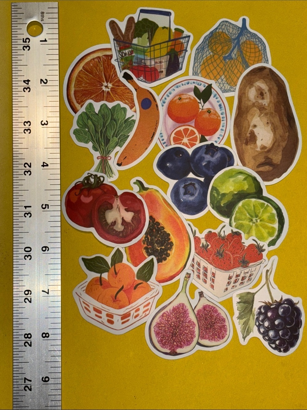 15pc Fresh Produce Vinyl Stickers Farmerβs Market Aesthetic Theme Waterproof